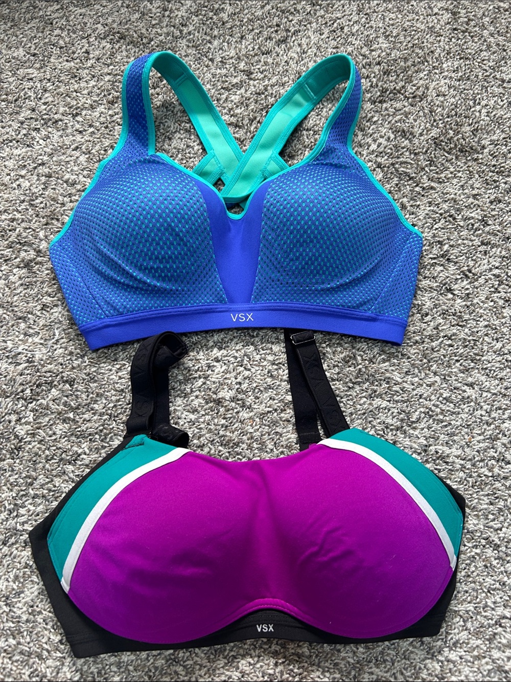 VSX Blue/Teal and Purple/Teal Colorblock Sports Bras